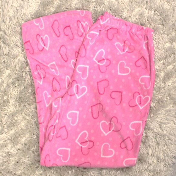 Hotel Spa Collection Pink Heart Microfleece Pajama Set Women’s Size Large - Picture 4 of 6